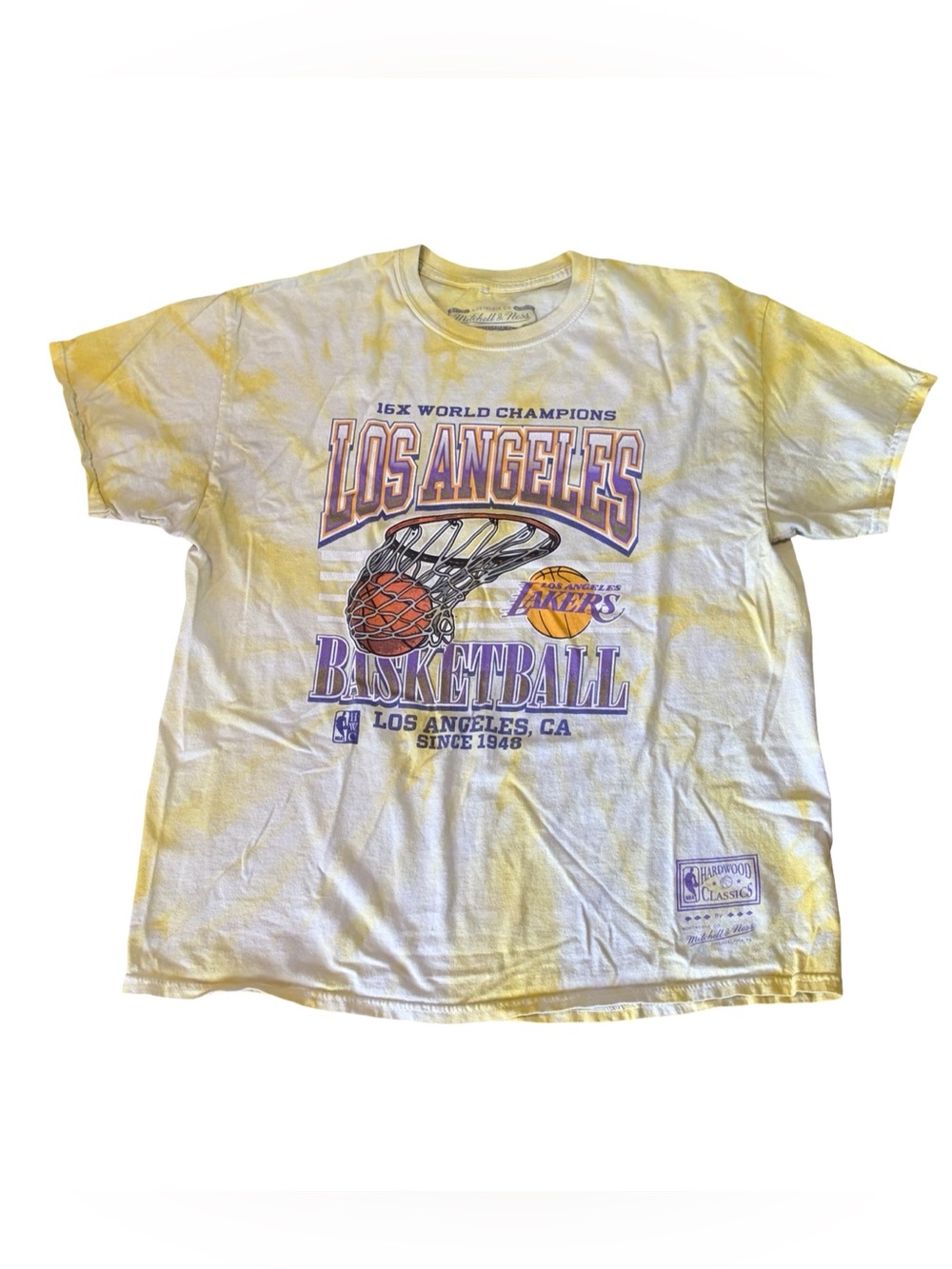 Mitchell & Ness Los Angeles Lakers Basketball yellow and purple tie dye tee